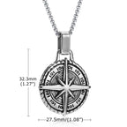 Collier avec Pendentif Boussole Rose des Vents pour Homme