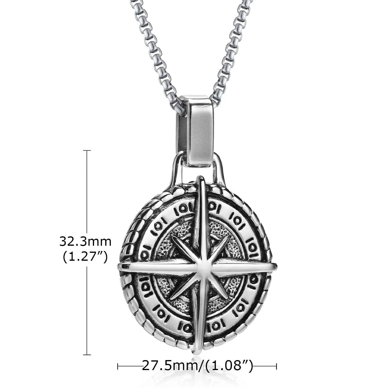 Collier avec Pendentif Boussole Rose des Vents pour Homme