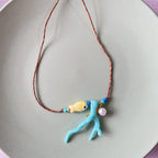 Collier avec Pendentif Corail et Poisson bleu