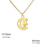 Ketting met islamitische hanger halve maan en Arabische Fatma-hand in goud