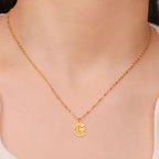 Ketting met islamitische hanger halve maan en Arabische Fatma-hand in goud