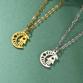 Ketting met islamitische hanger halve maan en Arabische Fatma-hand in goud
