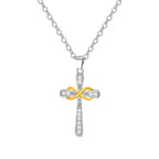 Ketting met hanger in de vorm van een kruis en tweekleurig oneindigheidssymbool