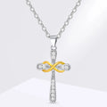 Ketting met hanger in de vorm van een kruis en tweekleurig oneindigheidssymbool