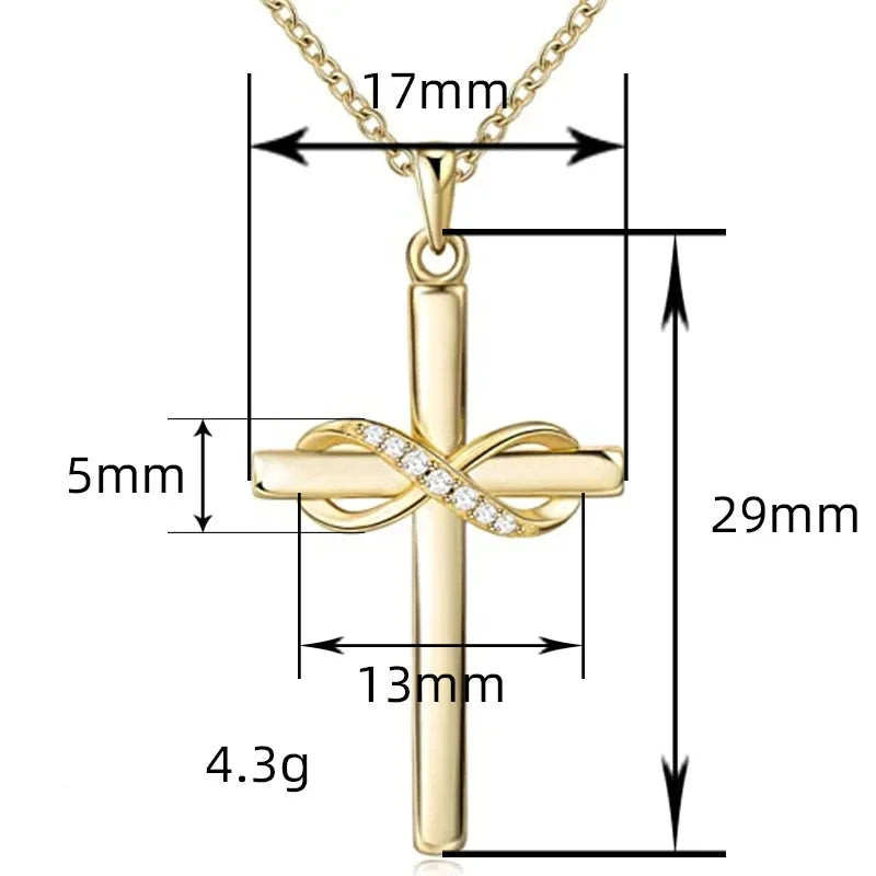 Ketting met oneindig kruis-hanger versierd met kristallen