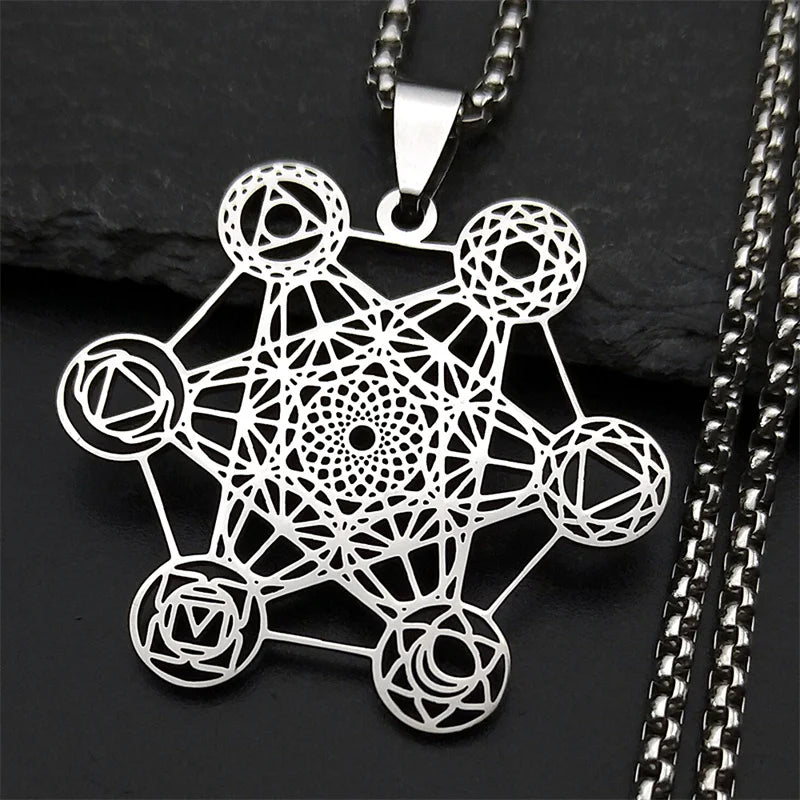 Collier avec Pendentif Cube de Métatron argent