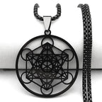 Collier avec Pendentif Cube de Métatron noir