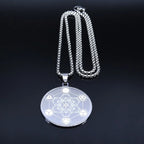 Collier avec Pendentif Cube de Métatron pour Homme ou Femme argent