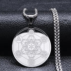 Collier avec Pendentif Cube de Métatron pour Homme ou Femme argent