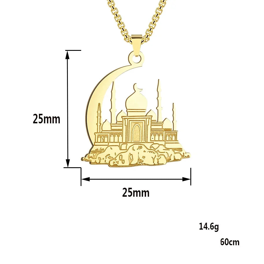Halsketting met hanger van een moskee op een Arabische maansikkel 