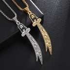 Ketting met hanger van Imam Ali Zulfiqar Arabisch islamitisch moslim goud