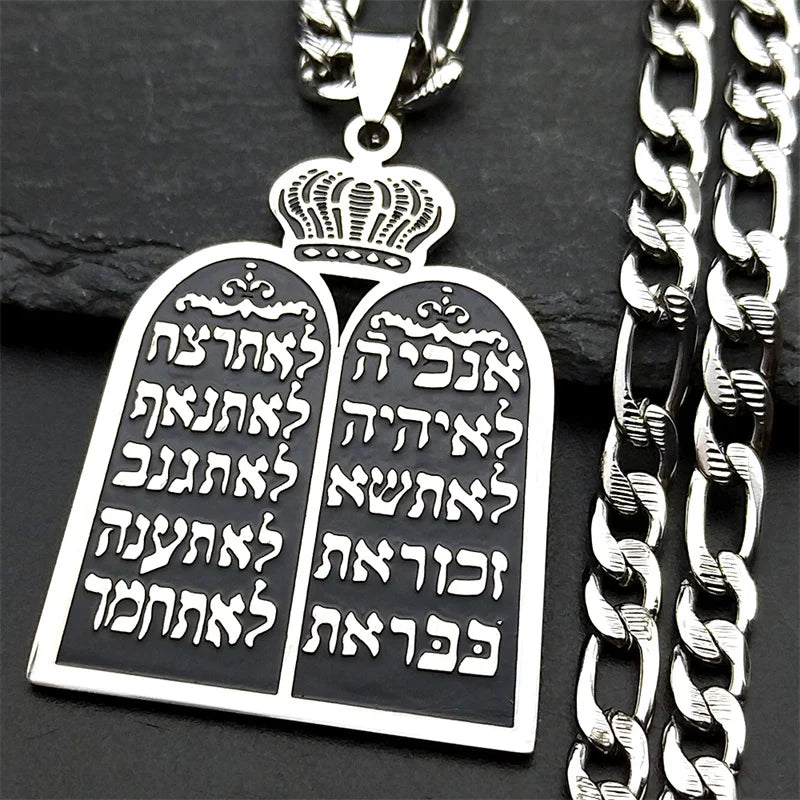 Halsketting met joodse gebedshanger de 10 geboden van de Torah zilver