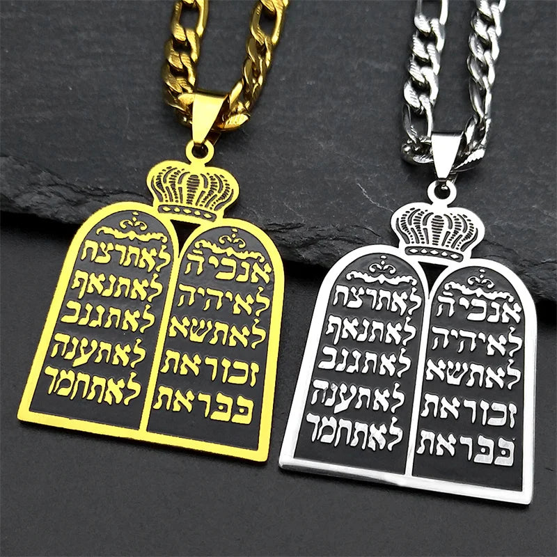 Halsketting met joodse gebedshanger de 10 geboden van de Torah goud