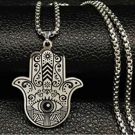 Herenketting met hanger ter bescherming tegen het boze oog en Arabische Fatma-hand oog