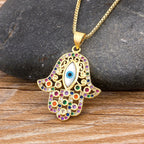 Halsketting met hanger ter bescherming tegen het boze oog en multicolor Fatma-hand 