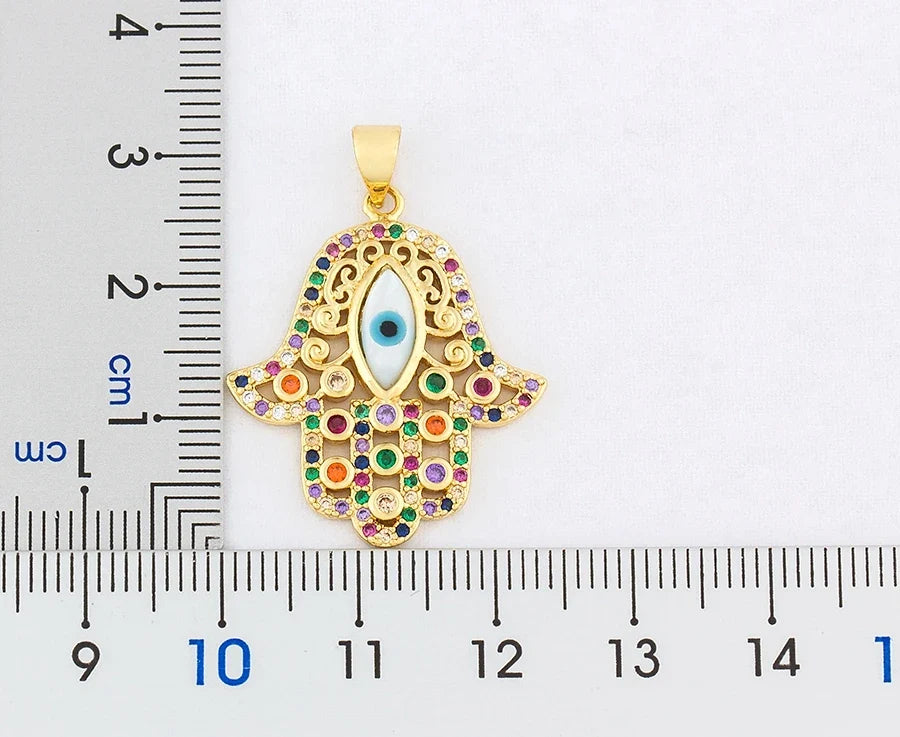 Halsketting met hanger ter bescherming tegen het boze oog en multicolor Fatma-hand 