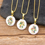 Ketting met gekleurde Arabische Fatma-hand beschermhanger