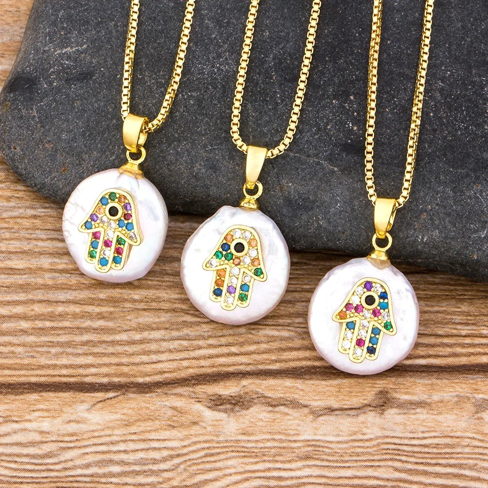 Ketting met gekleurde Arabische Fatma-hand beschermhanger