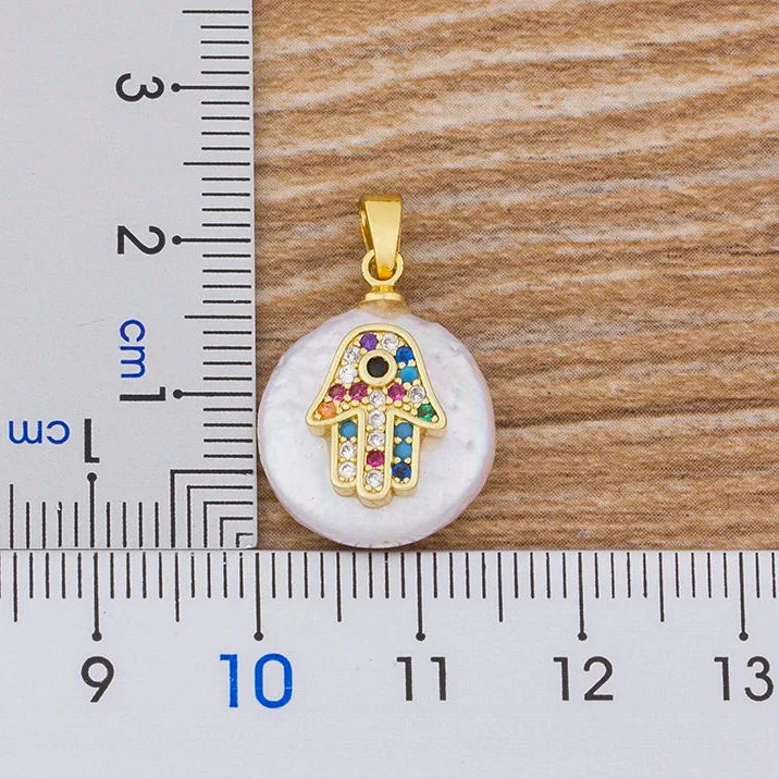 Ketting met gekleurde Arabische Fatma-hand beschermhanger