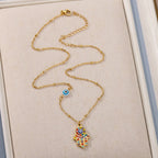 Halsketting met hanger ter bescherming tegen het boze oog en multicolor Arabische Fatma-hand