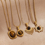 Collier avec Pendentif de Protection Oeil de Tigre pour Femme B