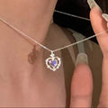 Ketting met hanger dubbel hart maansteen 