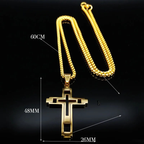 Ketting met dubbele kruis hanger goud