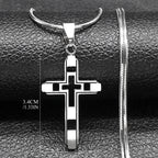 Ketting met dubbele kruis hanger zilver
