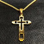 Ketting met dubbele kruis hanger goud