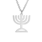 Halsketting met hanger van het symbool van de Joodse identiteit Menorah zilver