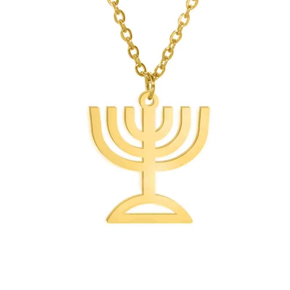 Halsketting met hanger van het symbool van de Joodse identiteit Menorah goud