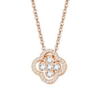 Collier avec Pendentif en Feuille de Trèfle à 4 Feuilles en Zircon or rose