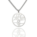 Halsketting met hanger in Hebreeuwse letters, Chai en de Davidster, joodse symbolen in zilver