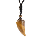 Collier avec Pendentif en Pierre Naturelle Dent de Requin Oeil de Tigre