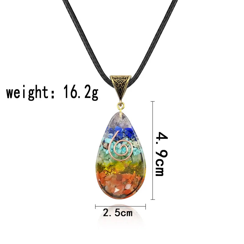 Collier avec Pendentif en Pierres 7 Chakras