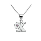 Halsketting met initiaal- en bloemhanger x