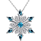 Collier avec Pendentif Flocon de Neige en Zircon bleu