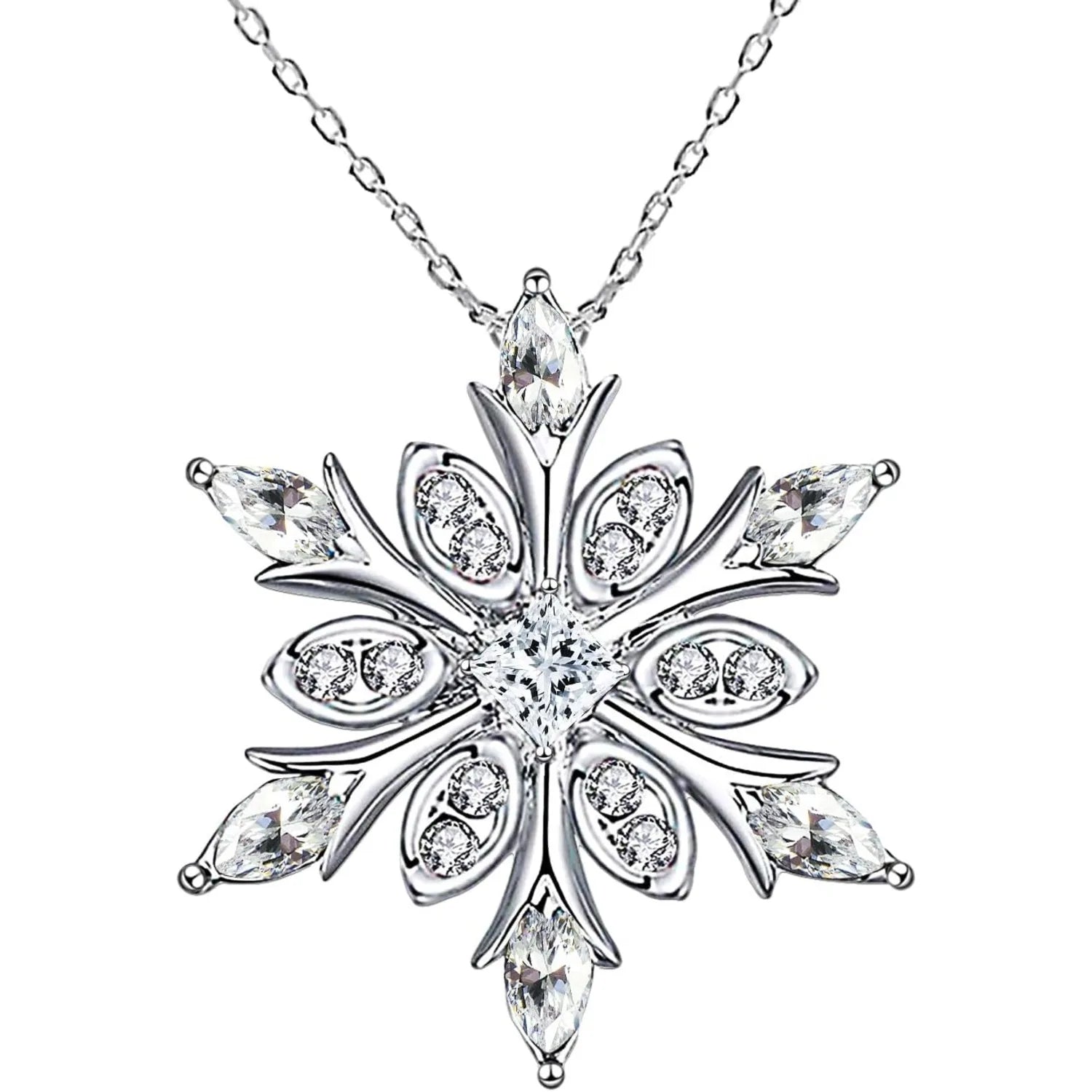 Collier avec Pendentif Flocon de Neige en Zircon blanc