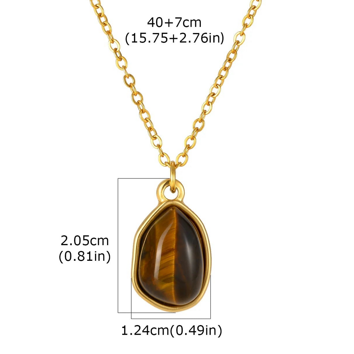 Ketting met geometrische hanger en tijgeroogsteen