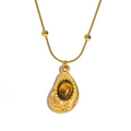 Ketting met waterdruppelvormige hanger van natuurlijke tijgeroogsteen