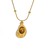 Ketting met waterdruppelvormige hanger van natuurlijke tijgeroogsteen