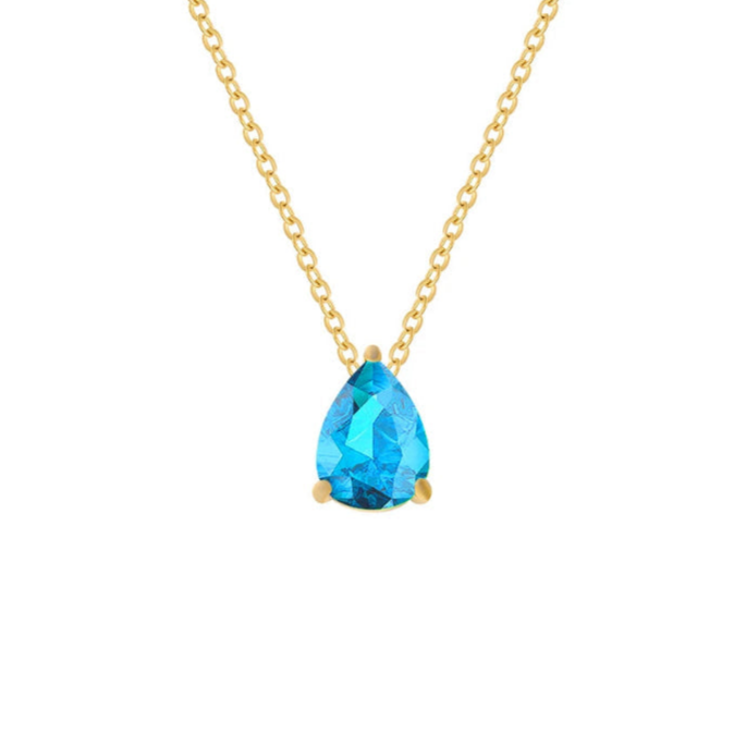 Collier avec Pendentif Goutte d'Eau en Zircon Pierre de Naissance
