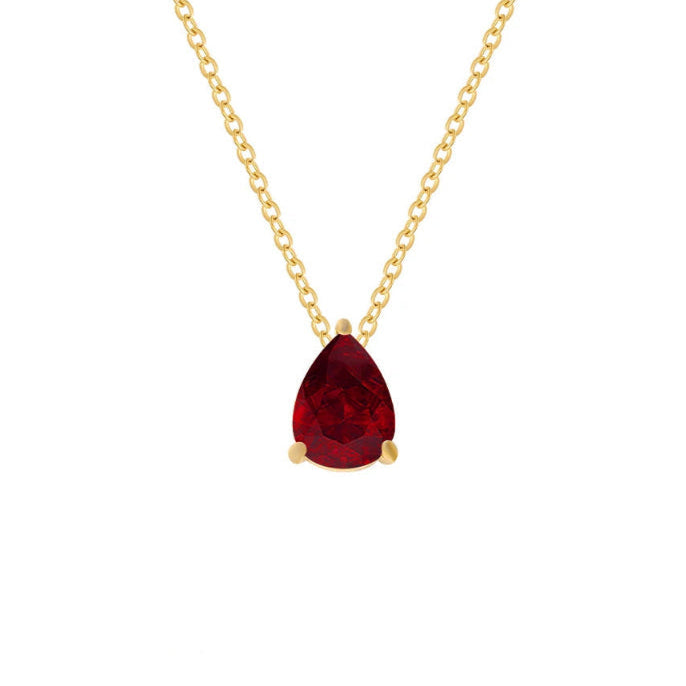 Collier avec Pendentif Goutte d'Eau en Zircon Pierre de Naissance