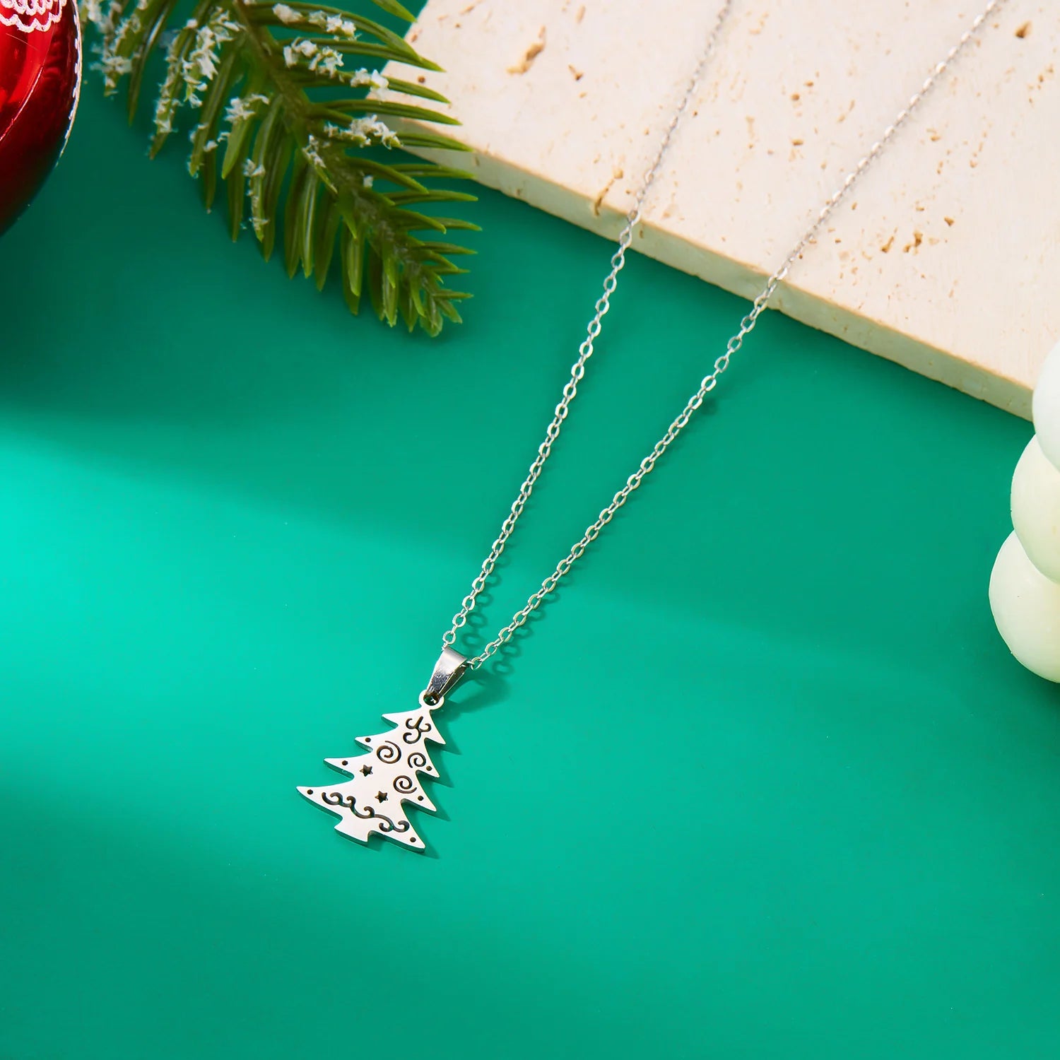 Collier avec Pendentif Hivernal sapin argent