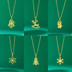 Collier avec Pendentif Hivernal Renne or