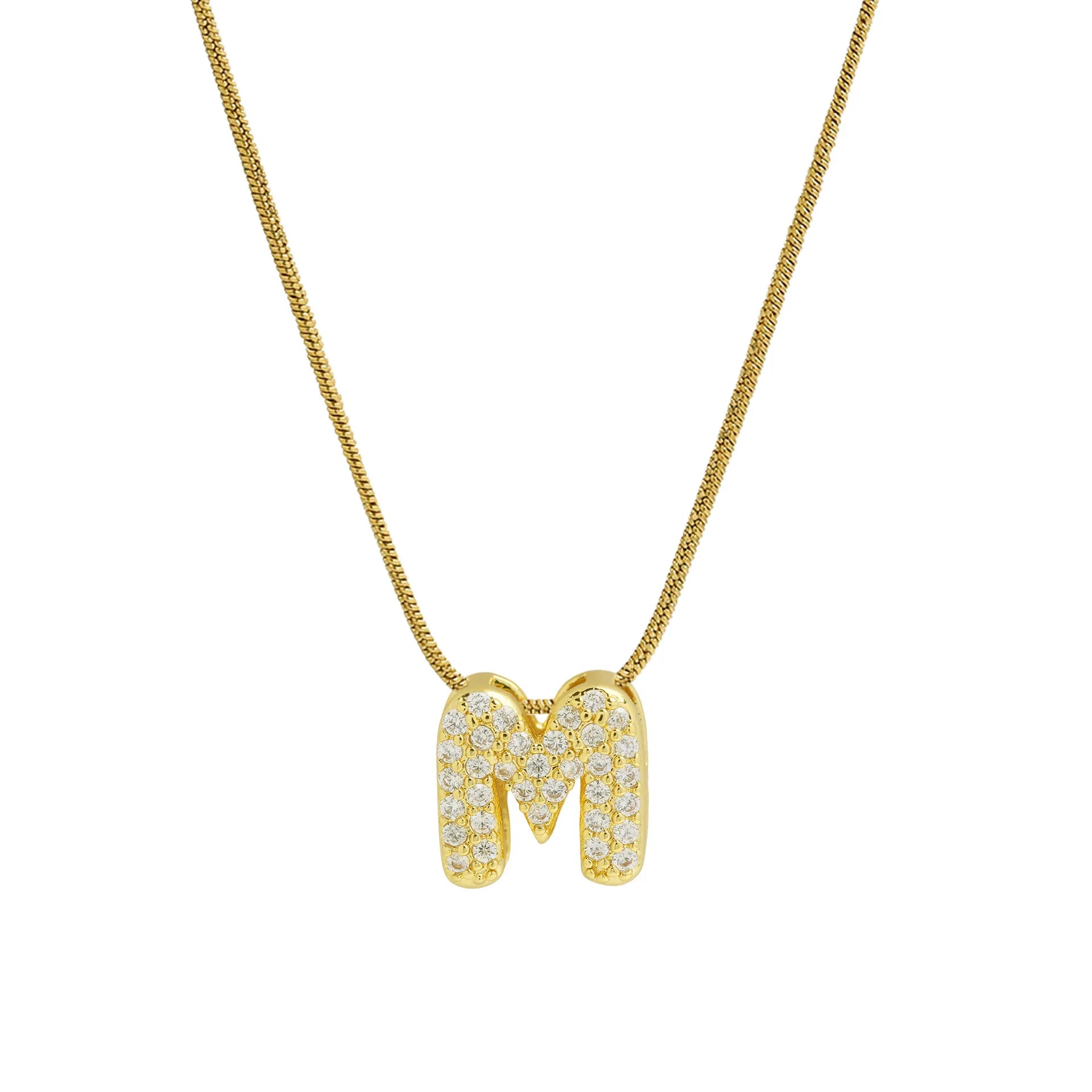 Halsketting met initialenhanger van strass m