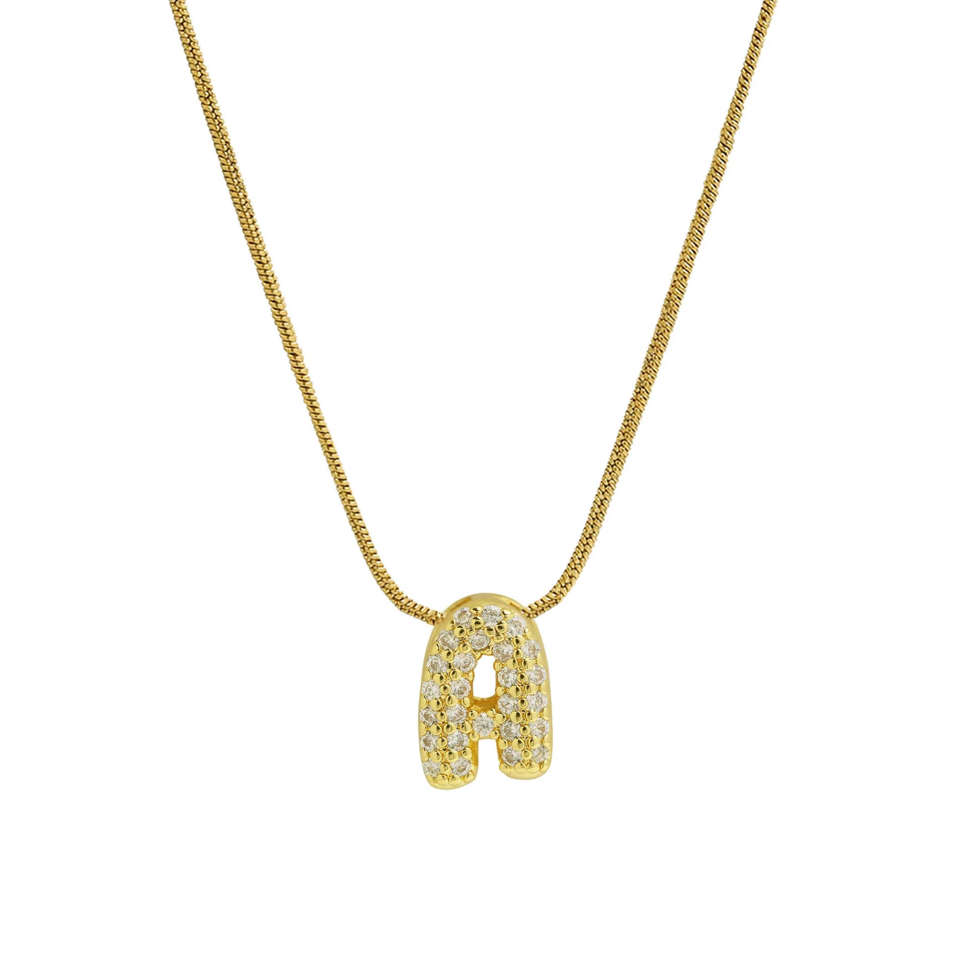 Halsketting met initialenhanger van strass a