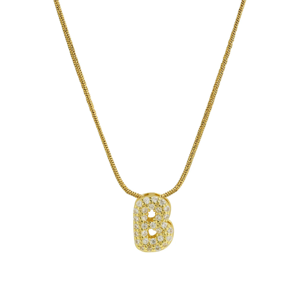 Halsketting met initialenhanger van strass b
