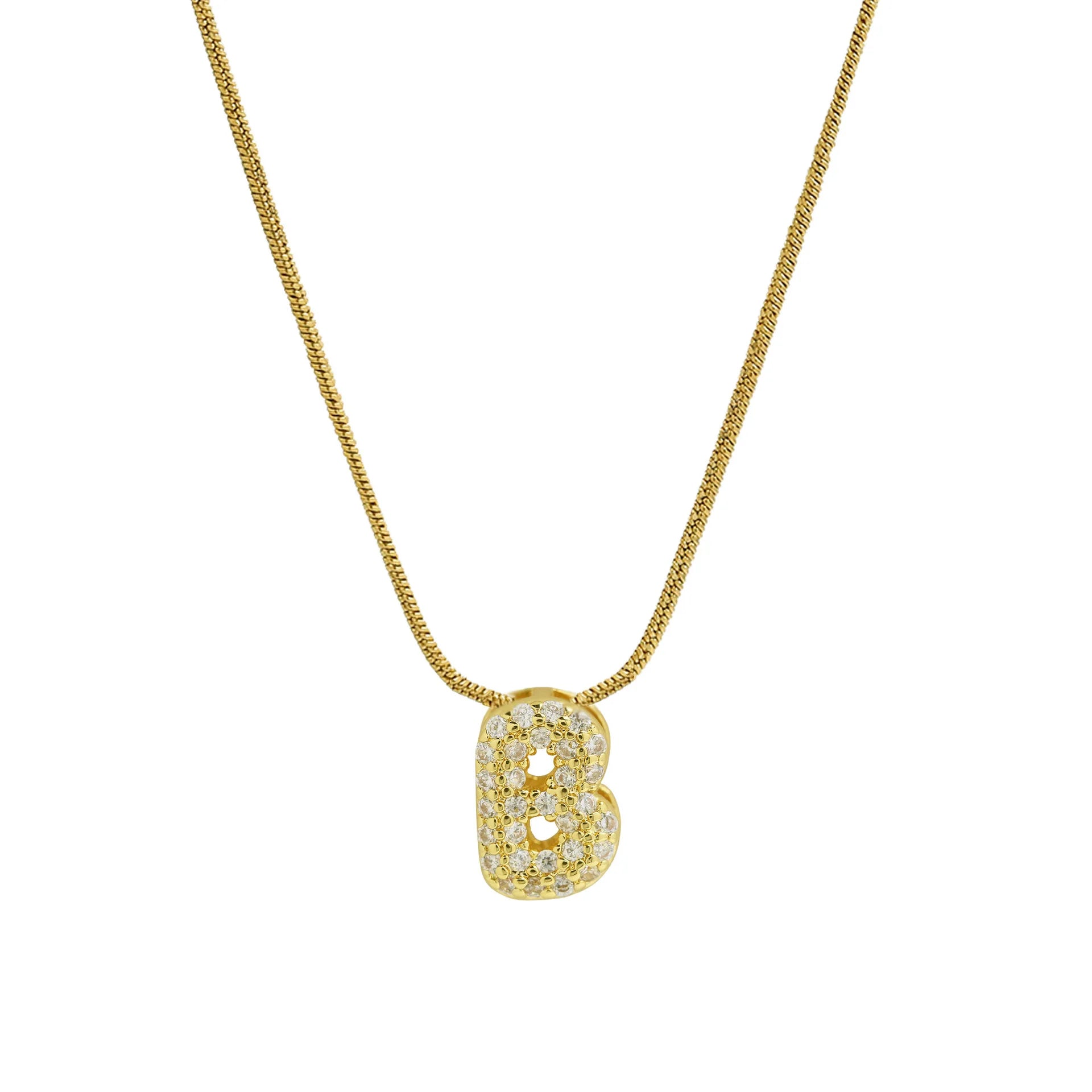 Halsketting met initialenhanger van strass b
