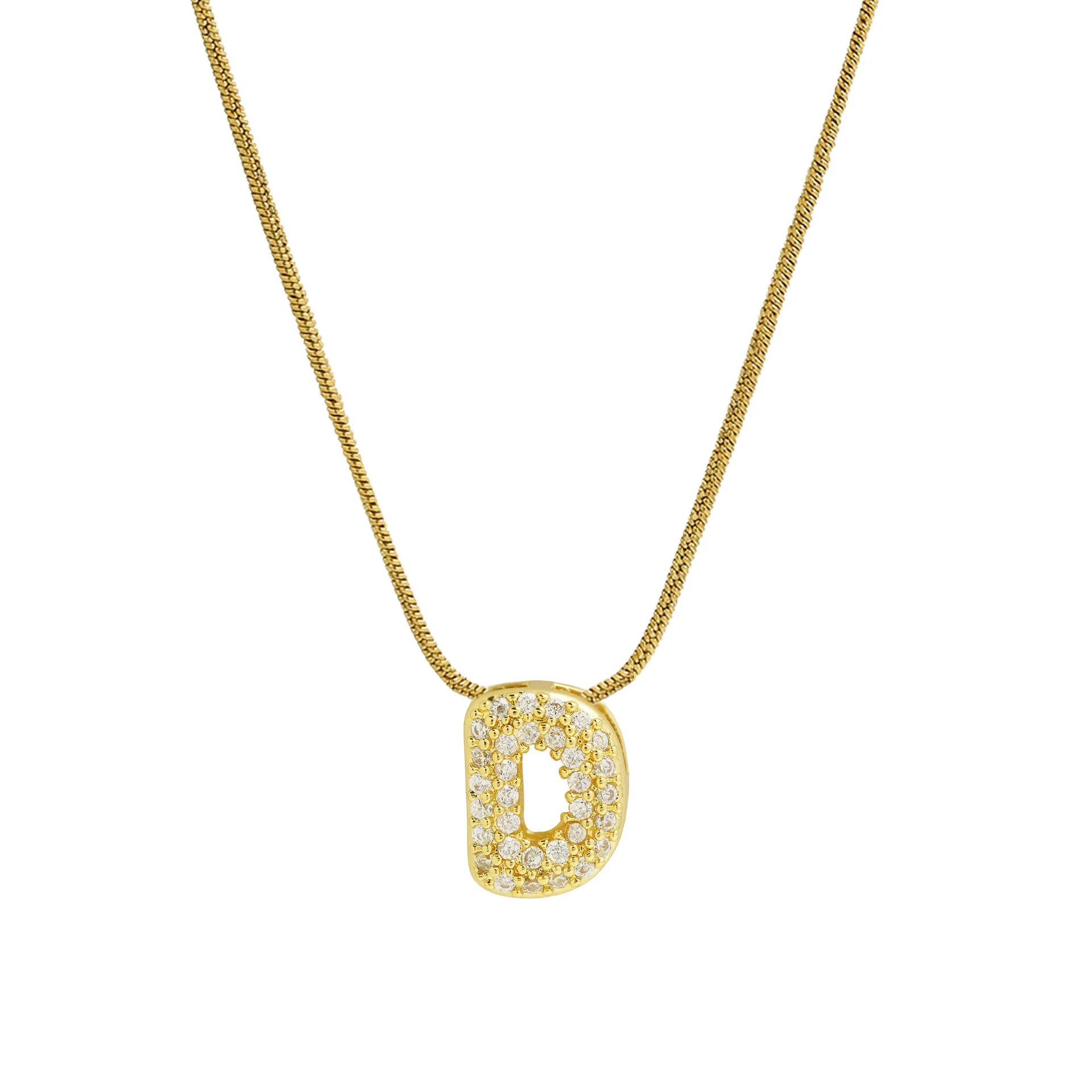 Halsketting met initialenhanger van strass d